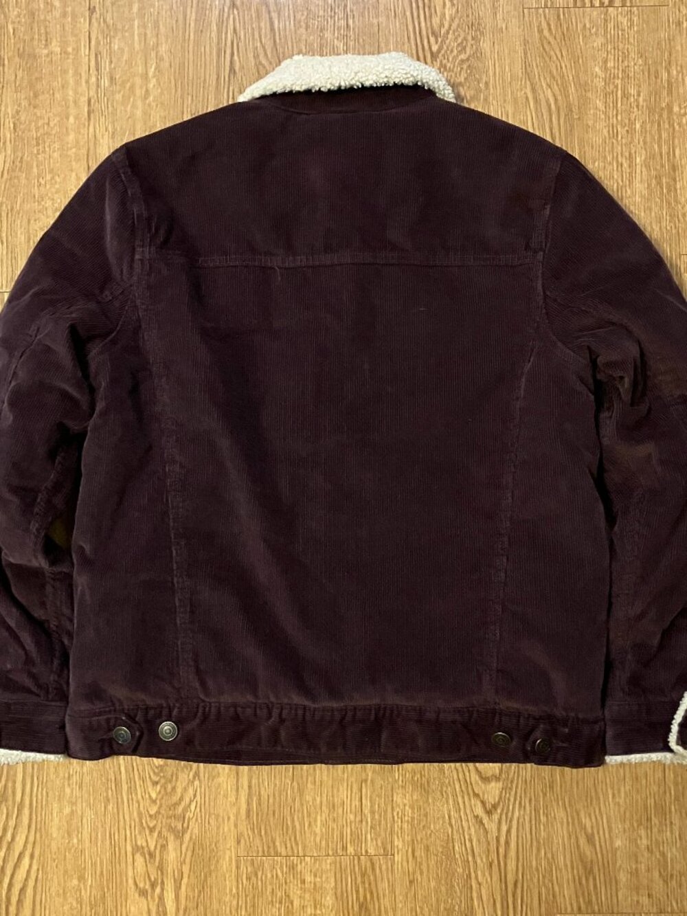Marine Layer Boise Corduroy Sherpa Trucker Jacket Men's Medium Burgundy Brown - Picture 5 of 14